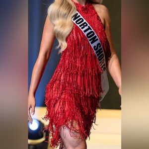 Elegant Red Fringe Dress
